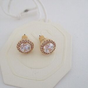 SWAROVSKI Pavé Button Earrings - Gold Tone